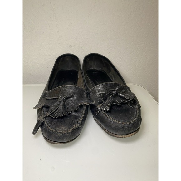 Cole Haan Women's Handcrafted Black Leather Loafer Shoes Italy Size 8.5B Tassels - Picture 3 of 16